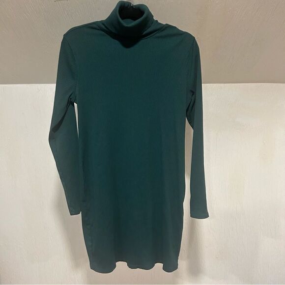 2/$30 Wild Fable Long Sleeve Turtleneck Dark Forest Green Mini Dress - Picture 3 of 7
